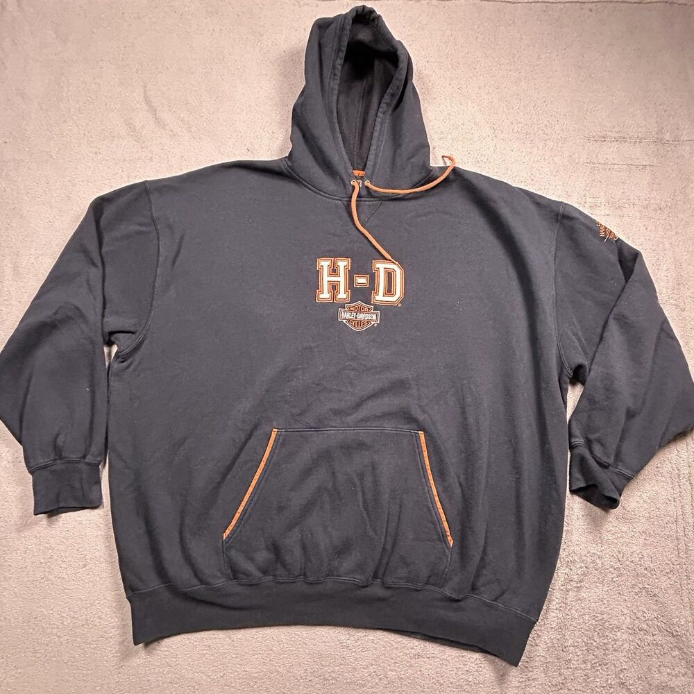 Harley-Davidson Hoodie Men's 2XL Black Embroidered Tyler Texas Lone Star Biker